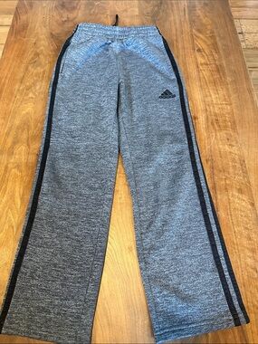 adidas Kids Heather Gray Sweatpants with Black Side Stripes